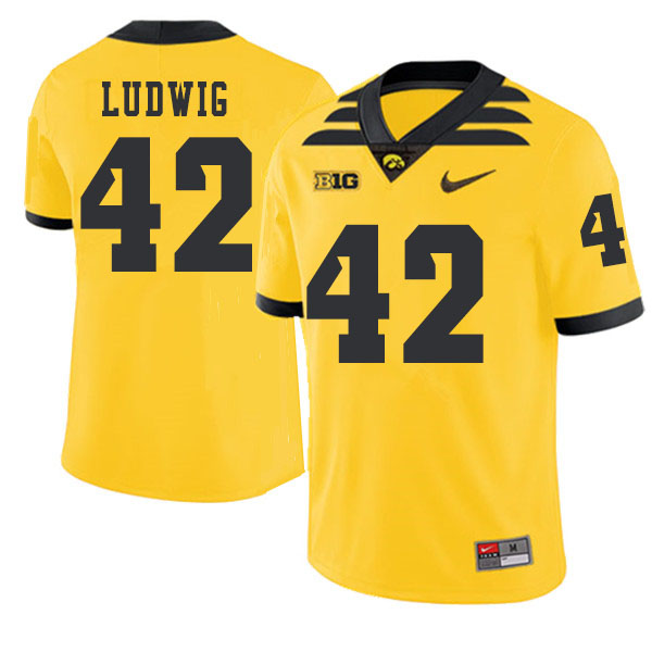 2019 Men #42 Joe Ludwig Iowa Hawkeyes College Football Alternate Jerseys Sale-Gold - Click Image to Close